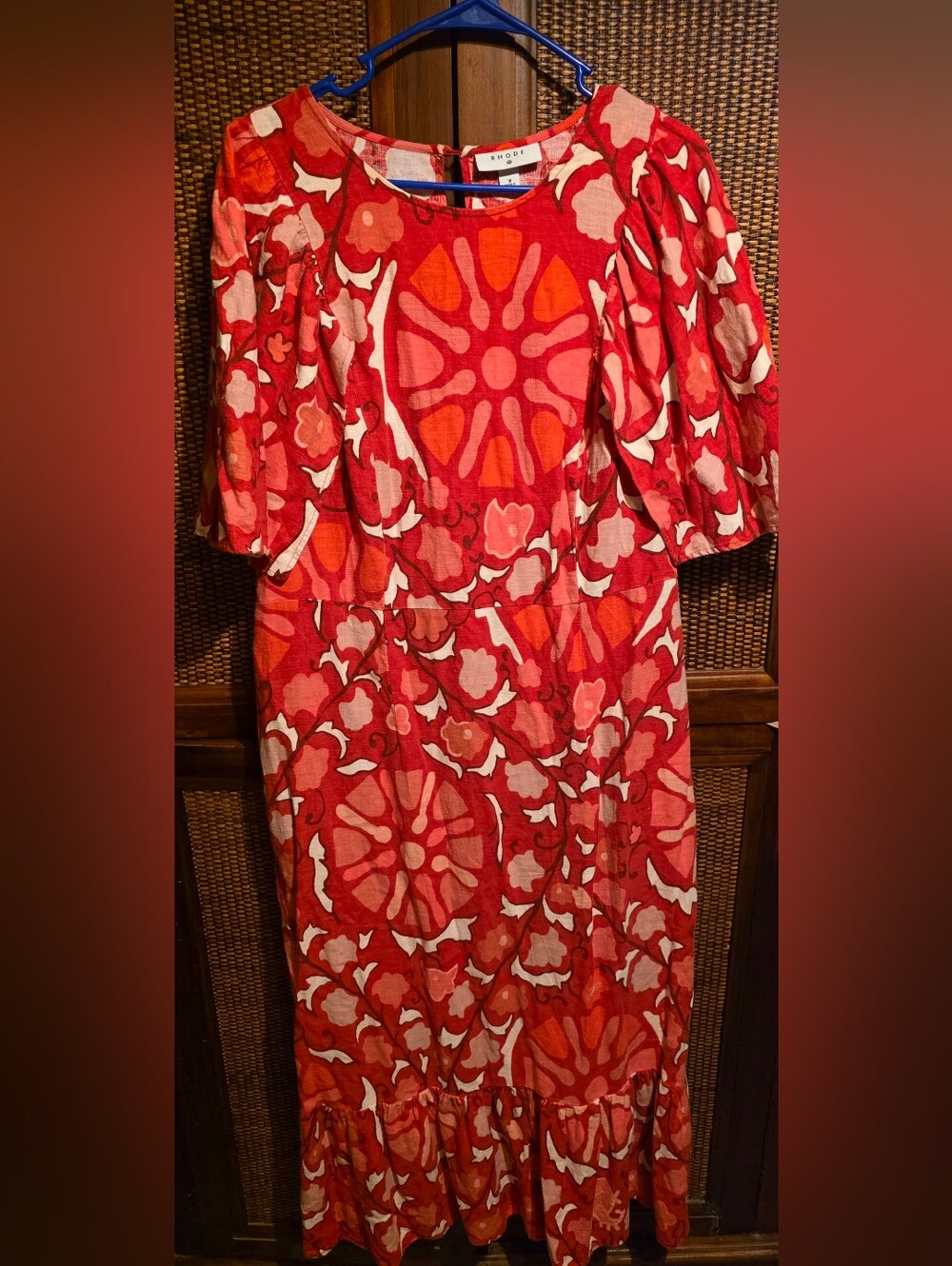 Rhode Size 18 PTP 21 To 22 Red Floral Maxi Dress - Elegant Women's Dress - Picture 2 of 4
